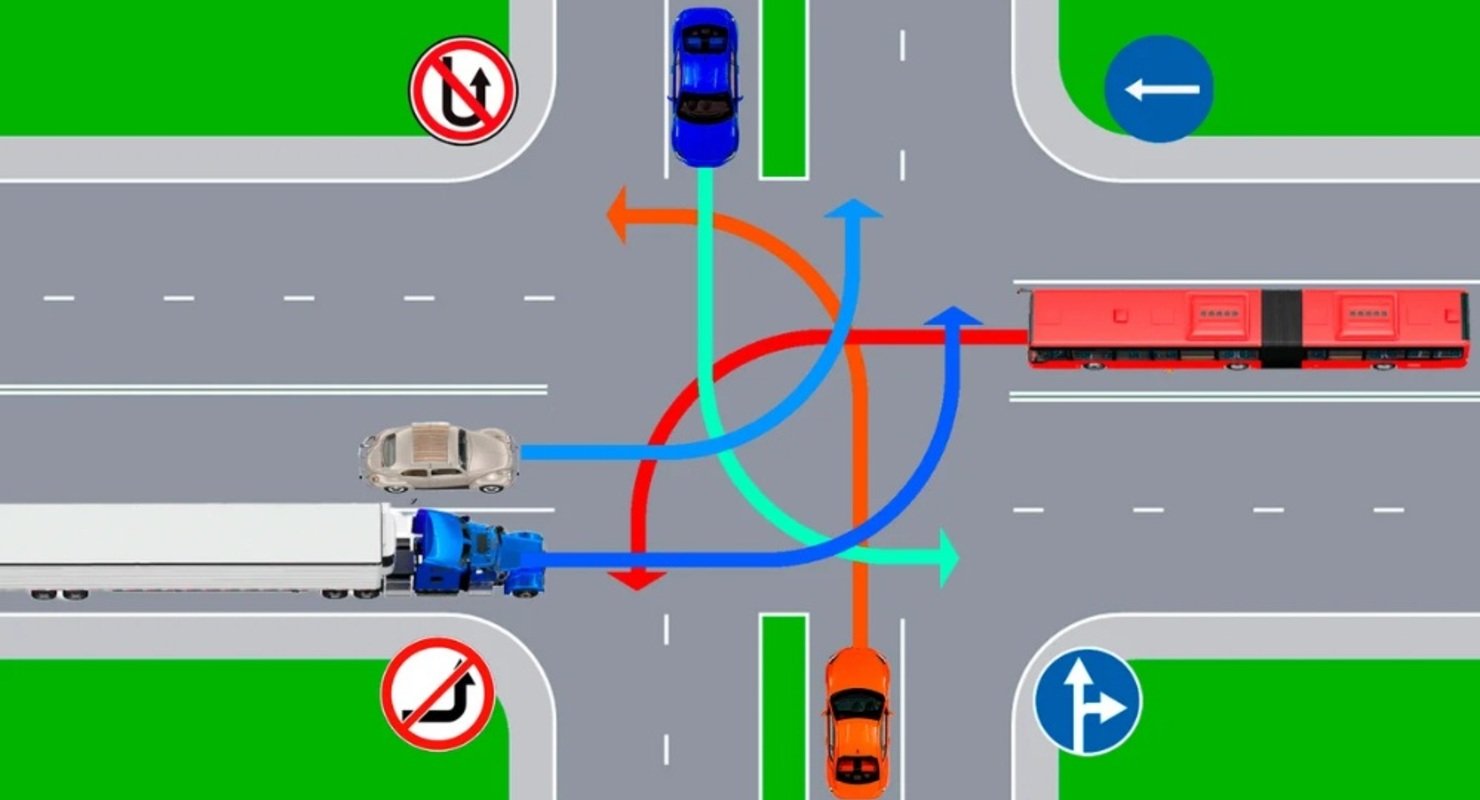 Изучаем ПДД. Кому запрещен поворот налево?