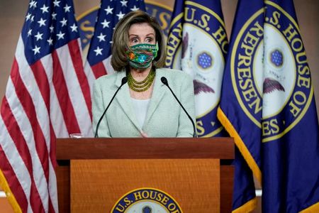 Speaker of the House Nancy Pelosi (D-CA) speaks to the media on Capitol Hill in Washington, U.S., March 4, 2021. REUTERS/Joshua Roberts