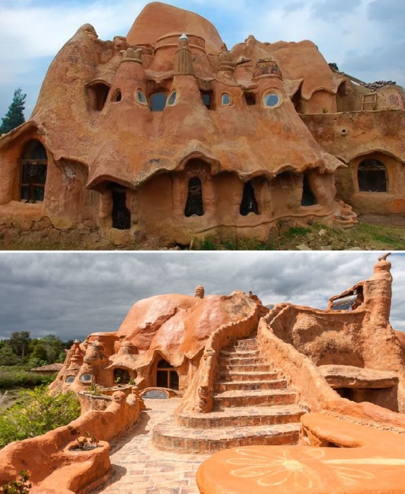 Из глины легче придать причудливые формы стенам и крыше здания (Casa Terracota, Колумбия).