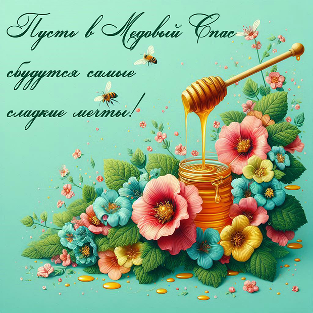 Красивая открытка на Медовый Спас
