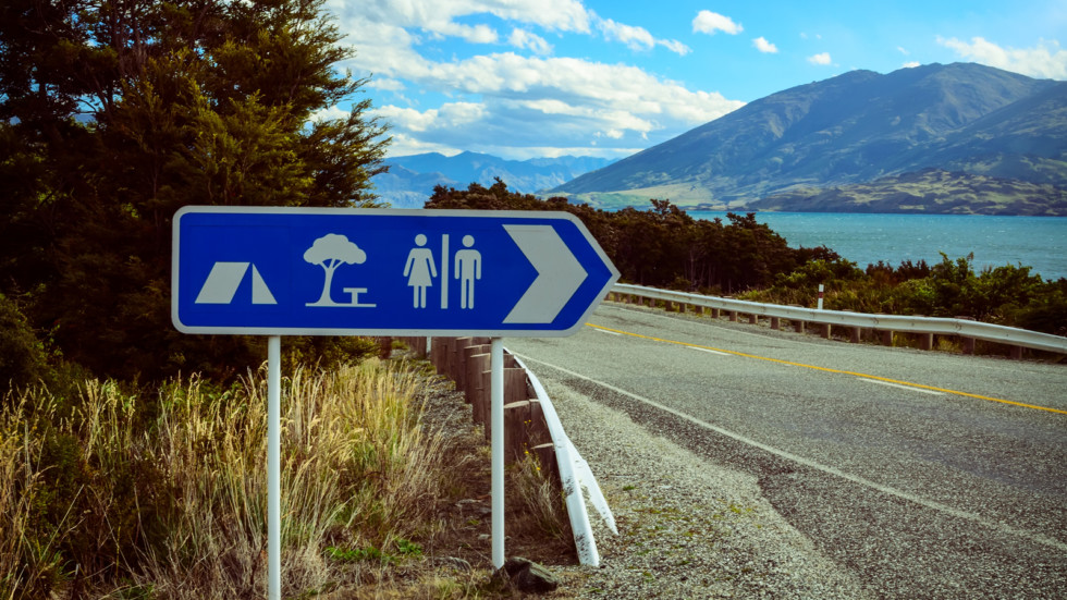 Caravan and camping site tourist information sign