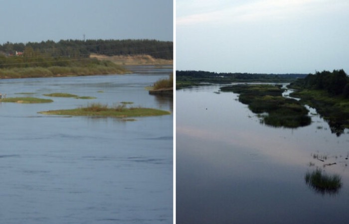 Уровень воды весной и в конце лета!