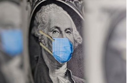 George Washington is seen with printed medical mask on the one Dollar banknote in this illustration taken, March 31, 2020. REUTERS/Dado Ruvic/Illustration/File Photo/File Photo
