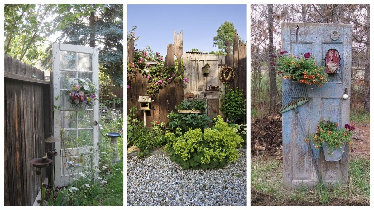    Садовые инсталляции с использованием дверей