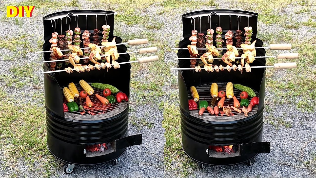 Outdoor grill _ The idea of ​​making from cement and iron drums is amazing