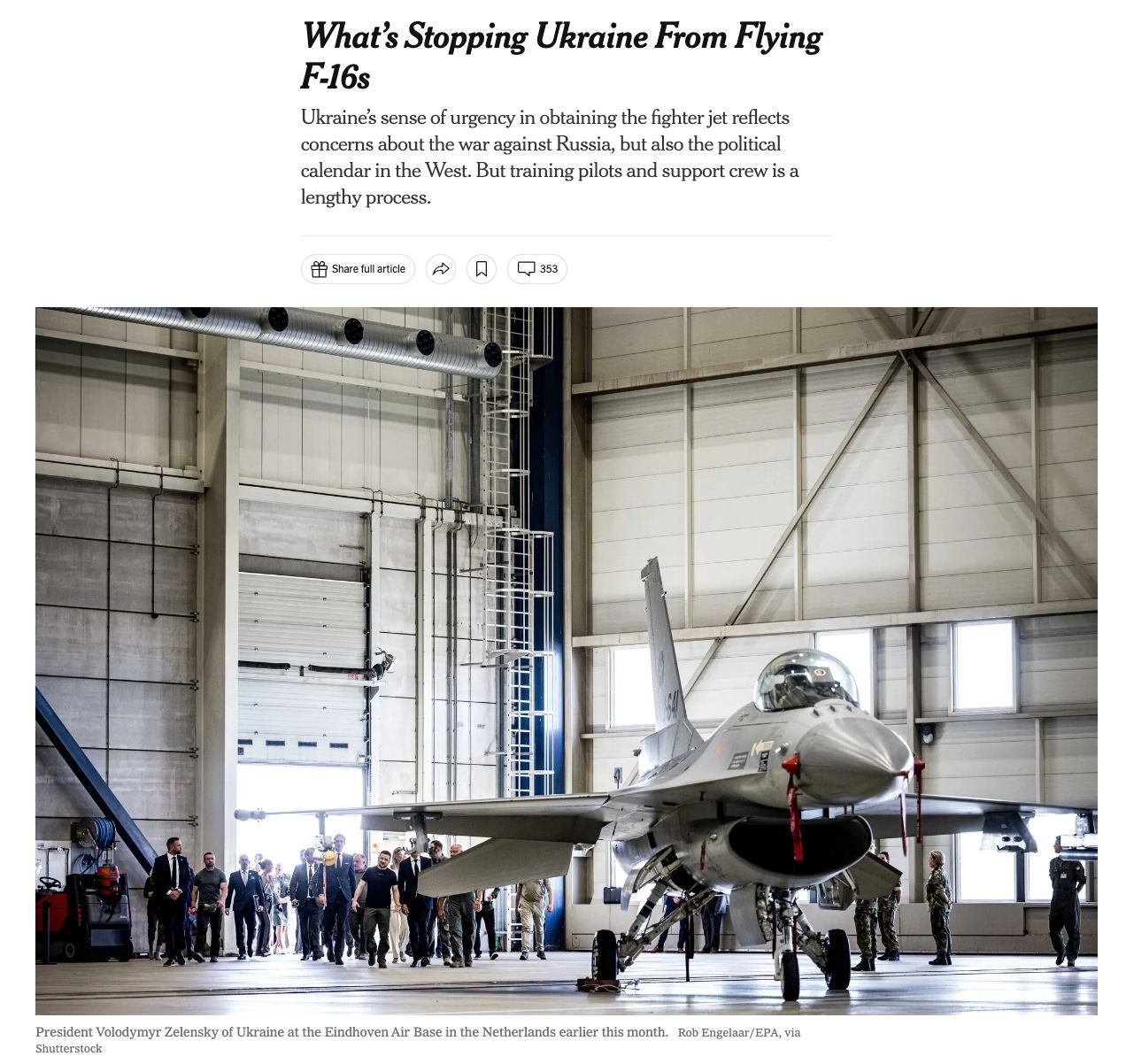 NYT: Почему Зеленский так торопится получить самолёты F-16?