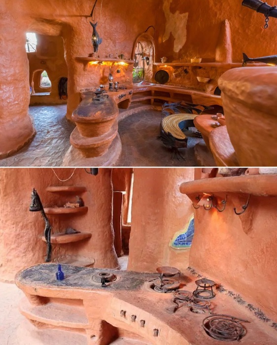 Даже кухонный гарнитур выполнен из глины (Casa Terracota).