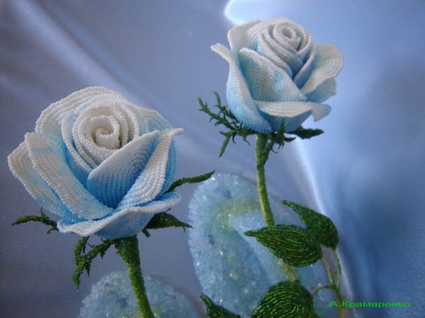 розы из бисера, beaded roses