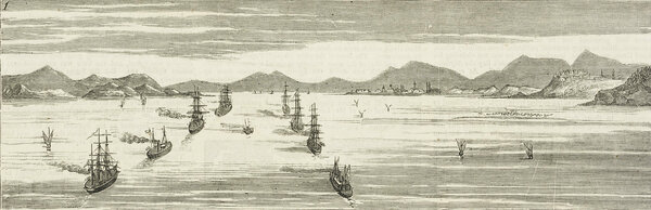 Британский флот входит в Дарданеллы. Иллюстрация из журнала Graphic. 1878 год © Getty Images