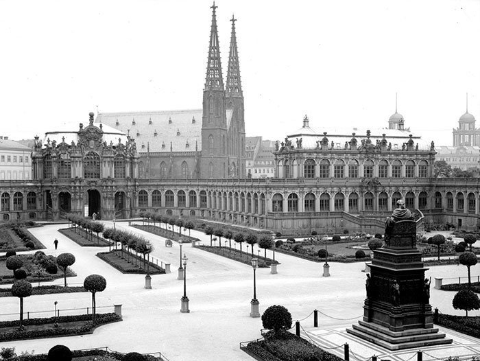 Архитектурный комплекс Цвингер, Дрезден, Германия ХХ век, винтаж, восстановленные фотографии, европа, кусочки истории, путешествия, старые снимки, фото