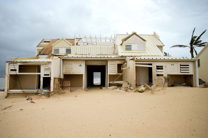 A Damaged Home In Marigot, Saint Martin, Is Left Filled With Sand After The Passage Of Hurricane Irma