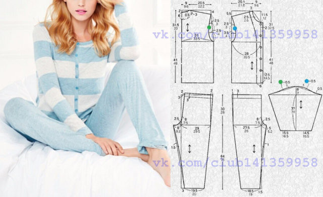 Подборка выкроек одежды для сна выкройка пижамы