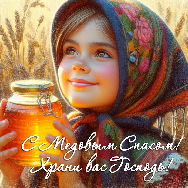 Открытка для православных на Медовый Спас