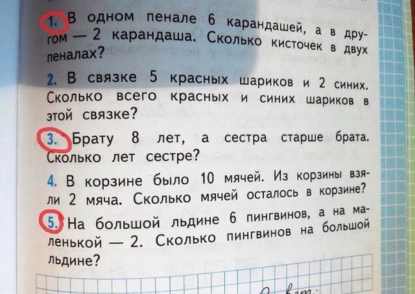 Когда школьные задачи не совпадают с логикой картинки,юмор