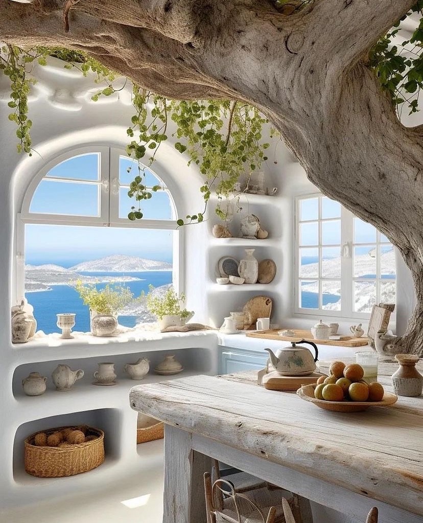 Вилла на пляже Крита, построенная вокруг древнего дерева 