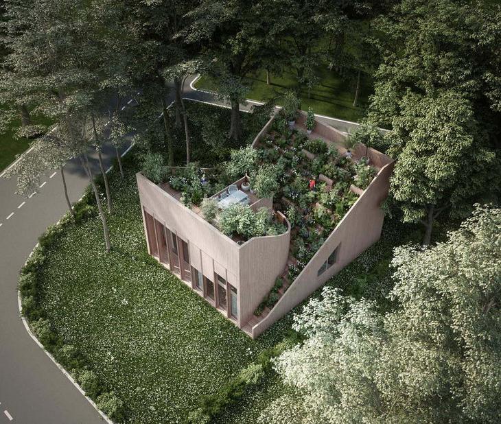 Дом с огородом на крыше в Германии архитектура,дача,сад и огород