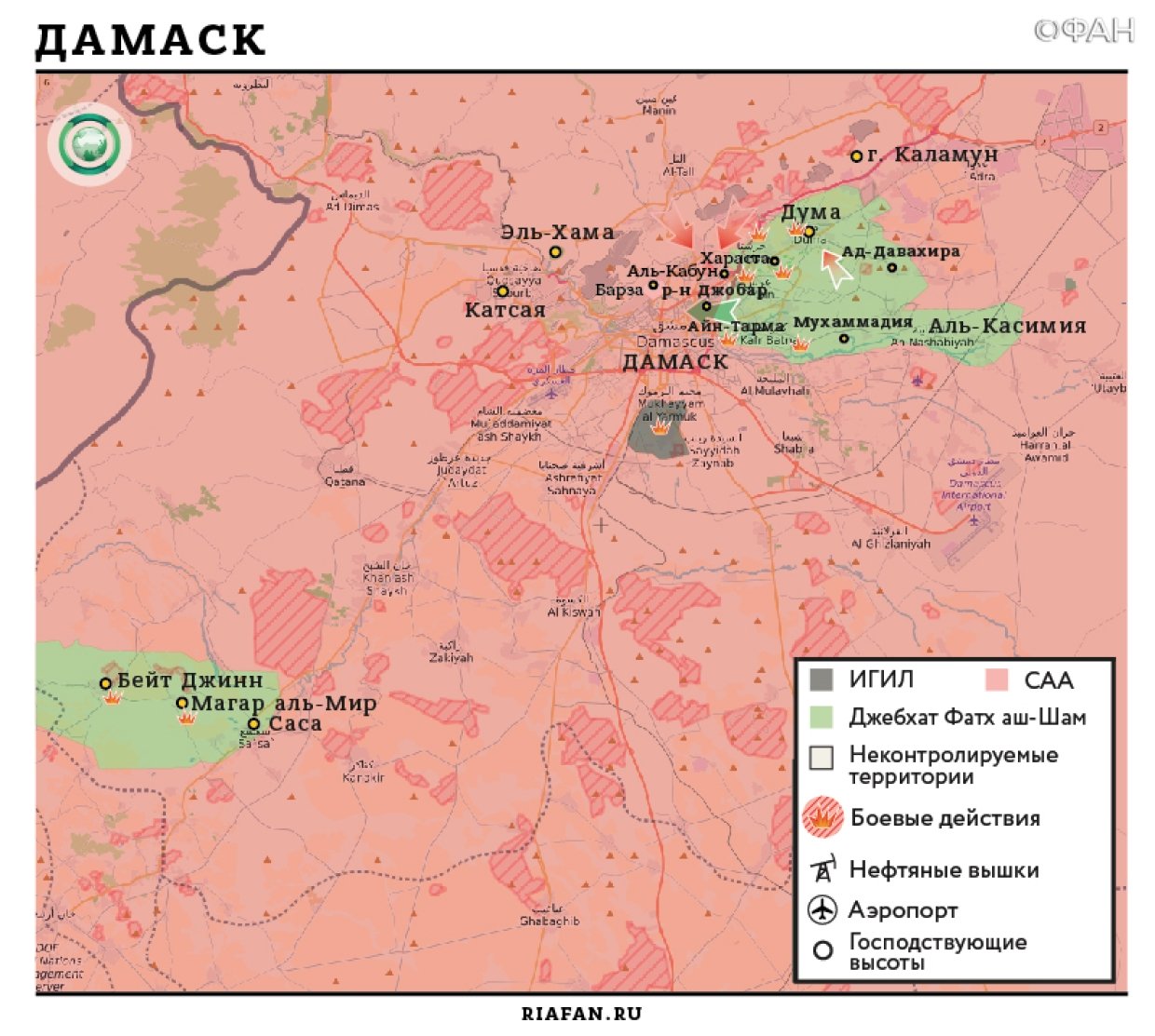 Карта военных действий — Дамаск