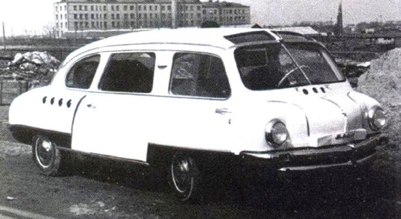 Первая версия НАМИ-013 с характерными круглыми воздухозаборными отверстиями НАМИ, СССР, авто, автоистория, автомобили, малолитражка, разработки