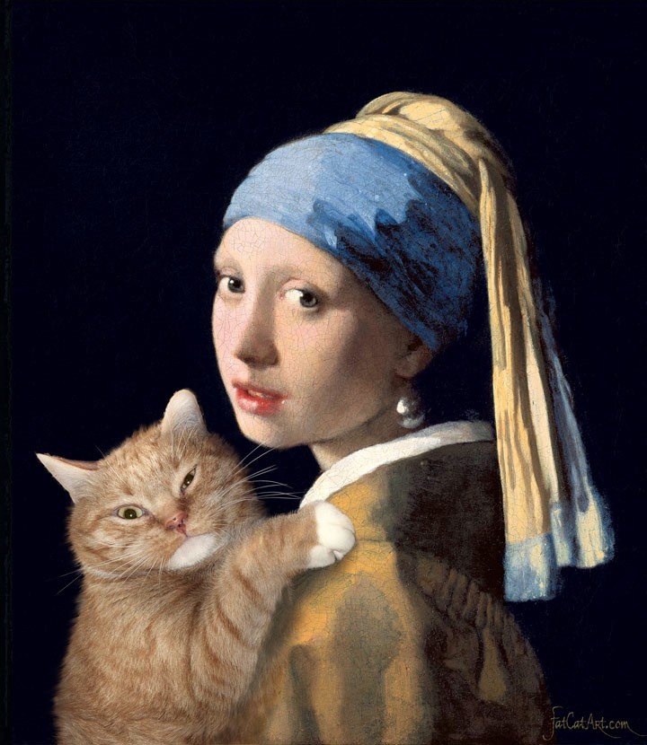 Креативный арт-проект: Толстый  рыжий кот в известных классических картинах арт-проект,интересное,позитив