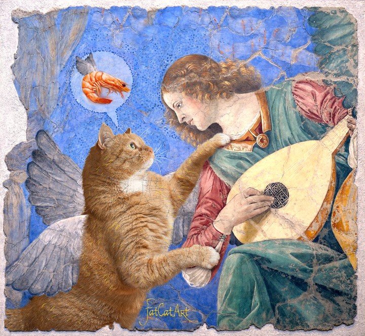Креативный арт-проект: Толстый  рыжий кот в известных классических картинах арт-проект,интересное,позитив
