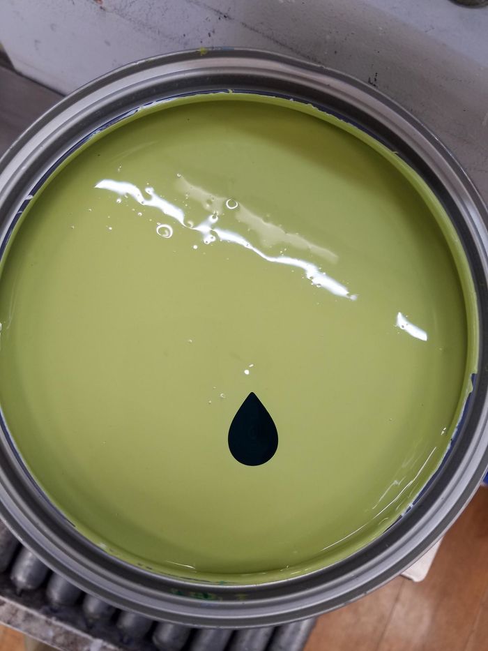 Dispensed Some Dark Green Paint Into A Gallon And Made A Perfect Tear Drop