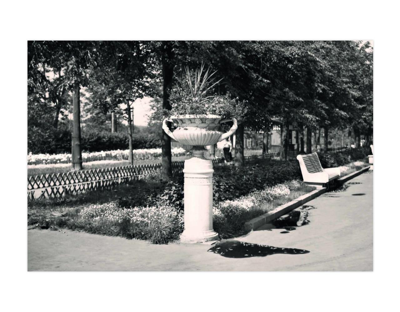 Декоративный вазон с цветами в ПКиО им. Сталина (сегодня&nbsp;&mdash; Измайловский парк культуры и отдыха), 1940-е