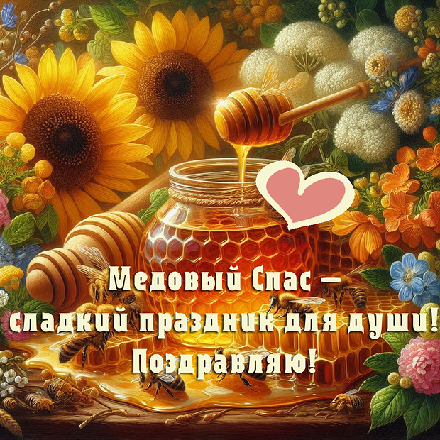 Душевная открытка для поздравления с Медовым Спасом
