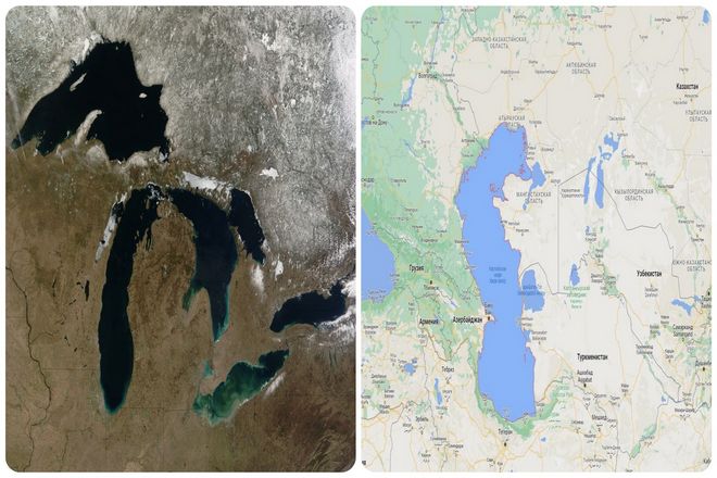 Еще один яркий пример - Каспийское море, крупнейший в мире внутренний водоем. Его считают и озером, и морем, что вполне уместно.