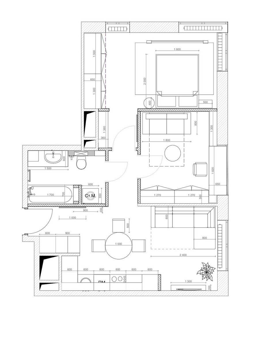 Интерьер, который легко менять по настроению: евротрешка 57 м² в стиле ваби-саби для девушки идеи для дома,Интерьер и дизайн