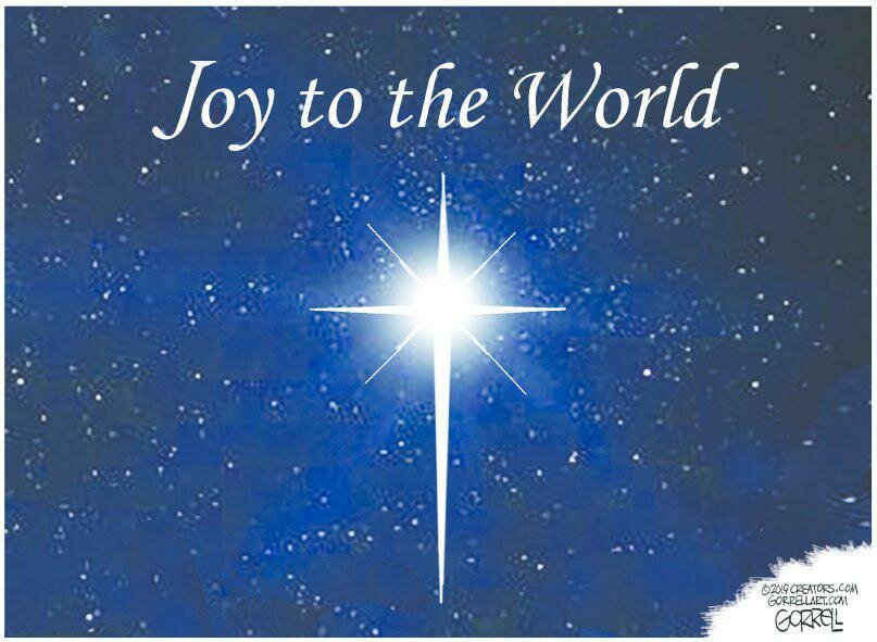 «Радость миру». Американская открытка-карикатура к Рождеству. «Звезда» НАТО спешит даровать «радость» всему миру. 