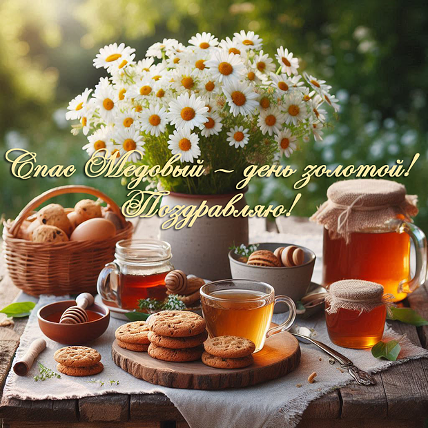 Открытка на Медовый Спас с теплыми словами
