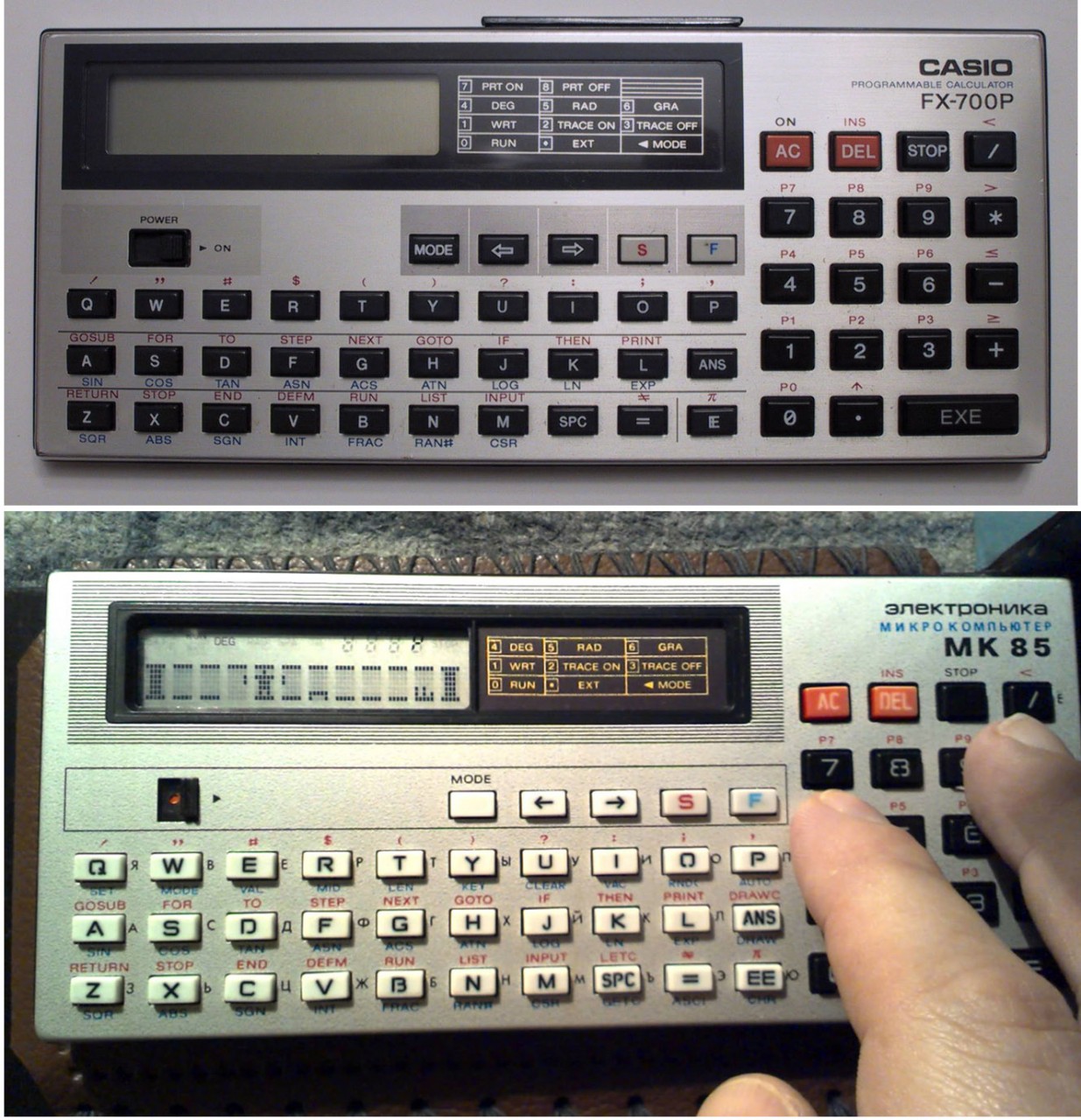 Casio FX-700P, 1983 год, и «Электроника МК-85», 1986 год