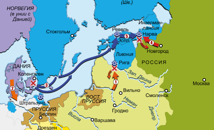 Карта военных действий 1700-1721 гг. / Фото: www.runivers.ru
