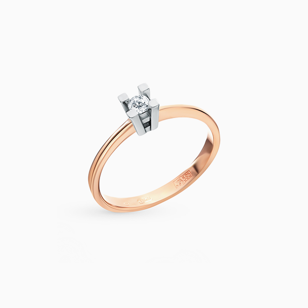Кольцо SL, розовое золото, бриллиант