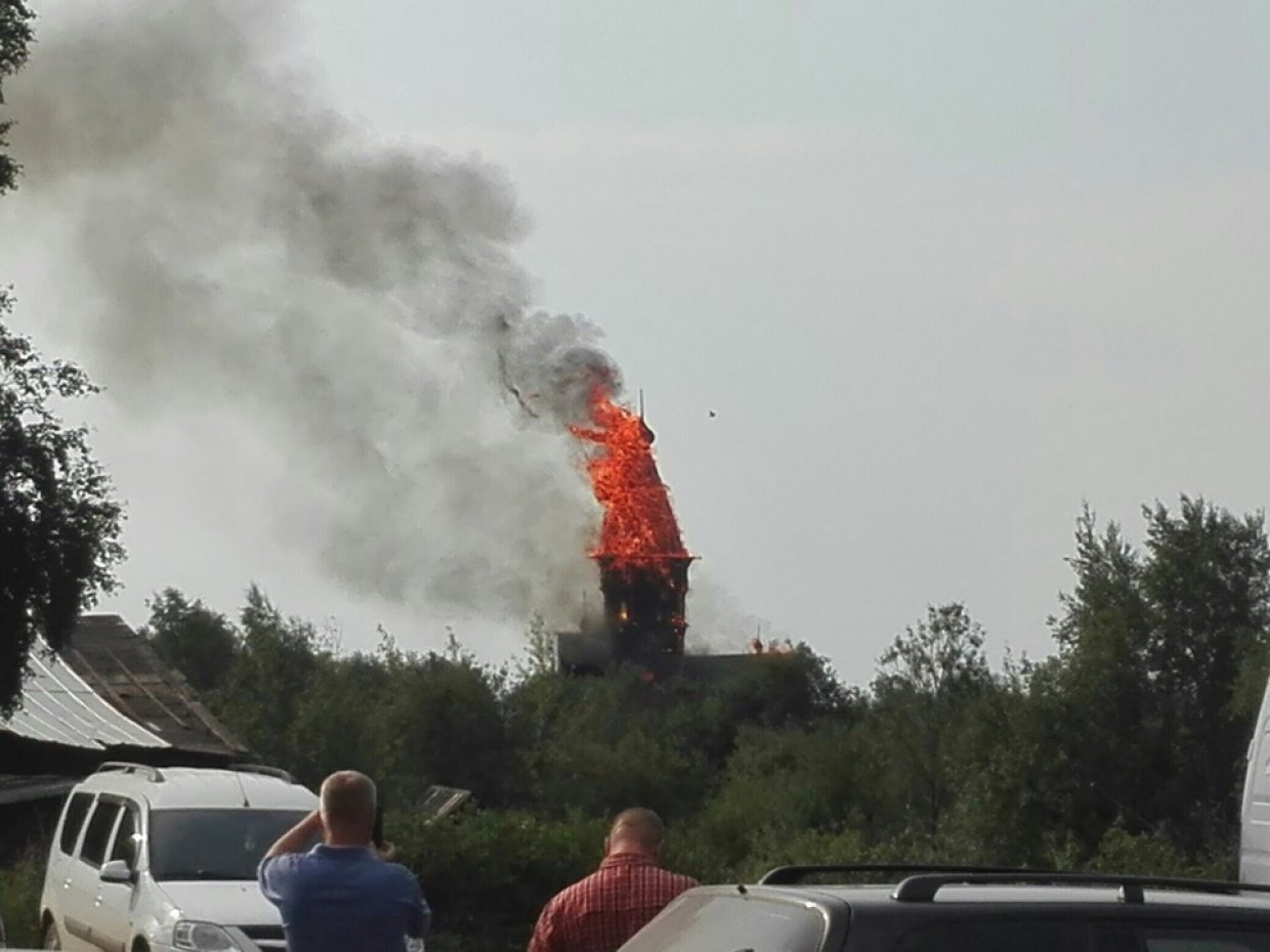 Кондопога Церковь Успения Пресвятой Богородицы пожар