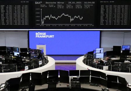 The German share price index DAX graph is pictured at the stock exchange in Frankfurt, Germany, January 29, 2021. REUTERS/Staff