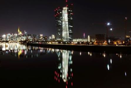 The headquarter of the European Central Bank (ECB, C) is photographed in front of the skyline with its financial district in Frankfurt, Germany, November 20, 2020, REUTERS/Kai Pfaffenbach