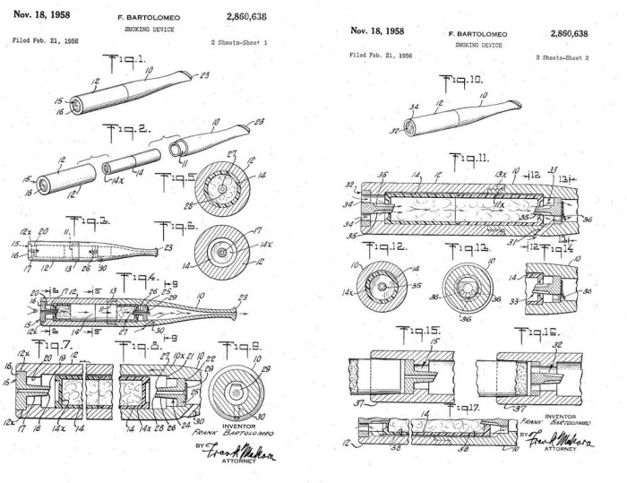 Патент электронной сигареты, датируемый 1958 г.