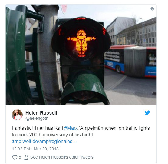 В Германии появились светофоры с изображением Карла Маркса