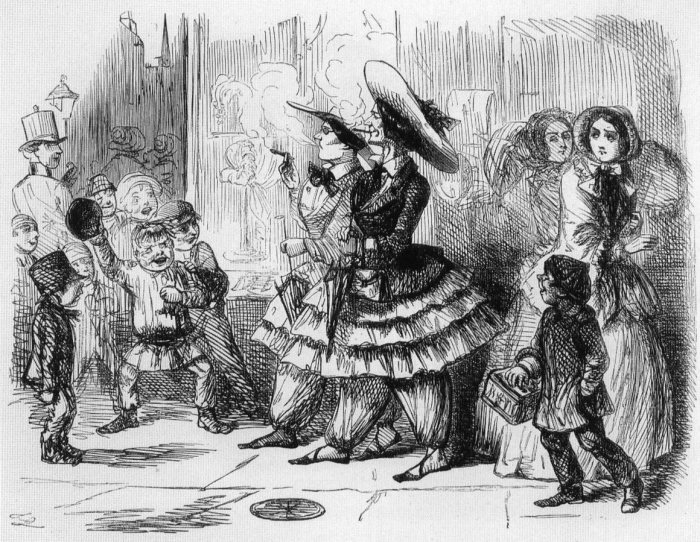 Карикатура в журнале «Панч», высмеивающая курящих женщин в шароварах, 1851 год. | Фото: upload.wikimedia.org.