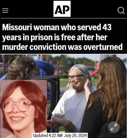 В Миссури вышла на свободу Сандра Хемме, которая по ошибке отсидела в тюрьме 43 года