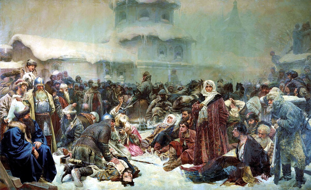 Иван III уничтожает новгородское вече (картина Лебедева)