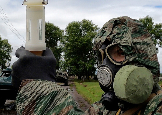 В Амурской области проведена тренировка по РХБ защите с военнослужащими ВВО