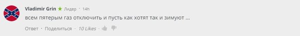 "Всем пятерым газ отключить, и пусть как хотят, так и зимуют", — предложил другой комментатор.
