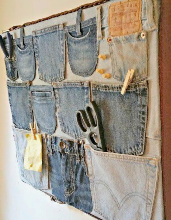 Древние джинсы, пылящиеся в шкафу – это неповторимая основа для творческих изделий в вопросе оформления интерьера.-19