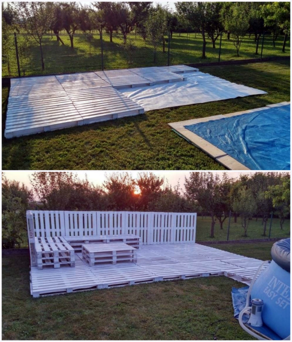 Площадка из поддонов. Площадка из поддонов.