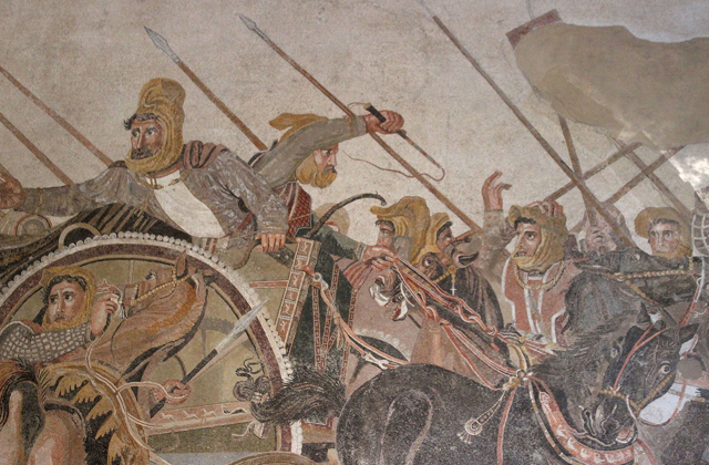 Персы. Дарий III, Оксафр и другие персидские воины на фрагменте мозаики битвы при Иссе
