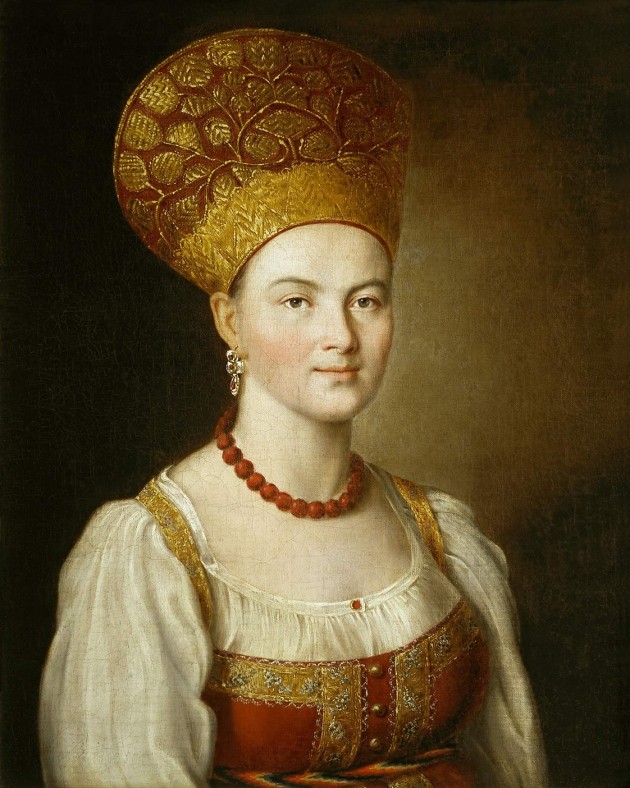 Иван Петрович Аргунов.Портрет неизвестной в русском костюме. 1784