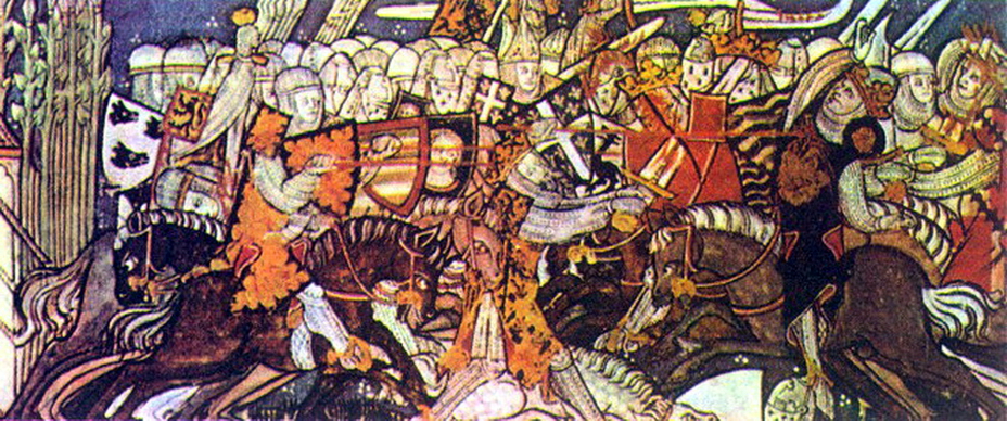 ​Битва Роланда с басками (миниатюра XIV века) - Карл Великий и рыцарь Роланд | Военно-исторический портал Warspot.ru