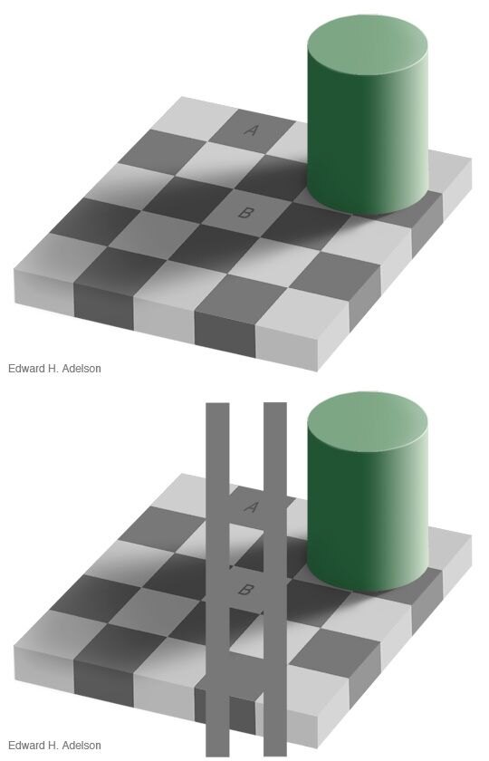 Оптическая иллюзия, опубликованная профессором Массачусетского технологического института Эдвардом Адельсоном в 1995 году.